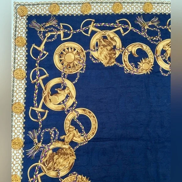 Vintage Celine Paris Navy Silk Scarf BNWT Late 1980s-Early 90s Rare France - Picture 3 of 16